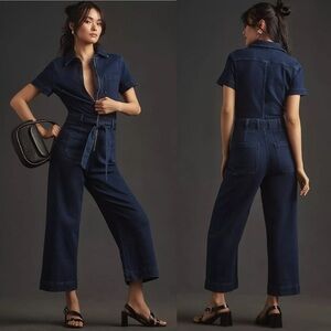 Anthropologie The Colette Weekend Dark Wash Denim Jumpsuit by Maeve Women’s 4